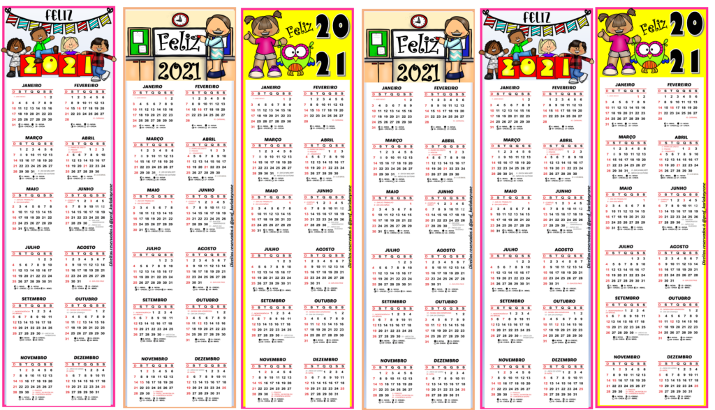 Marcador de livro calendário 2021