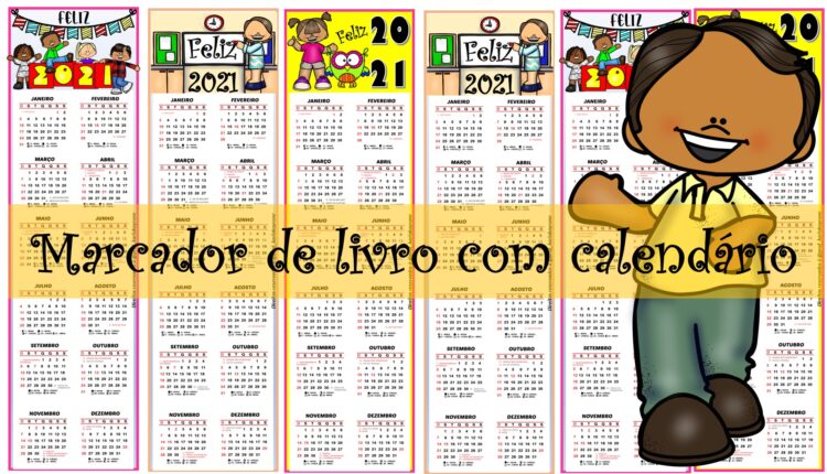 Marcador de livro calendário 2021