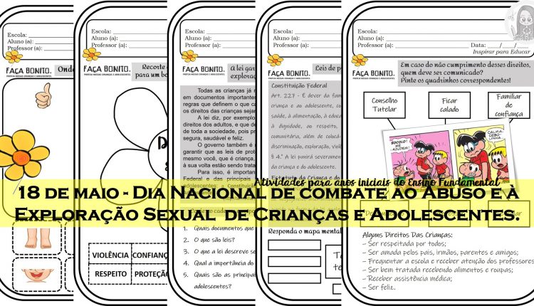Atividades para o Dia Nacional de Combate ao Abuso e à Exploração Sexual de Crianças e Adolescentes