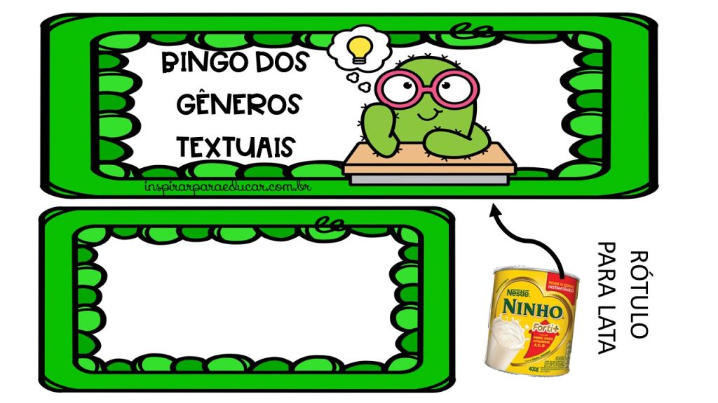 Bingo dos gêneros textuais