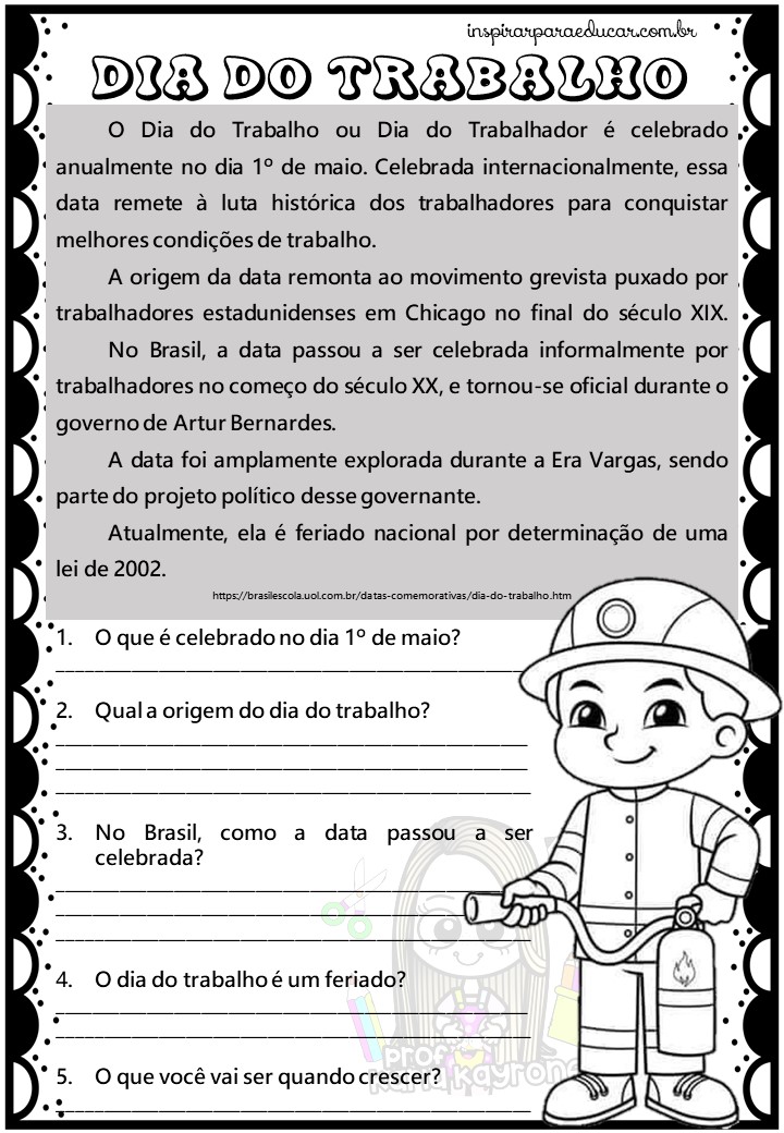 ATIVIDADE DIA DO TRABALHO